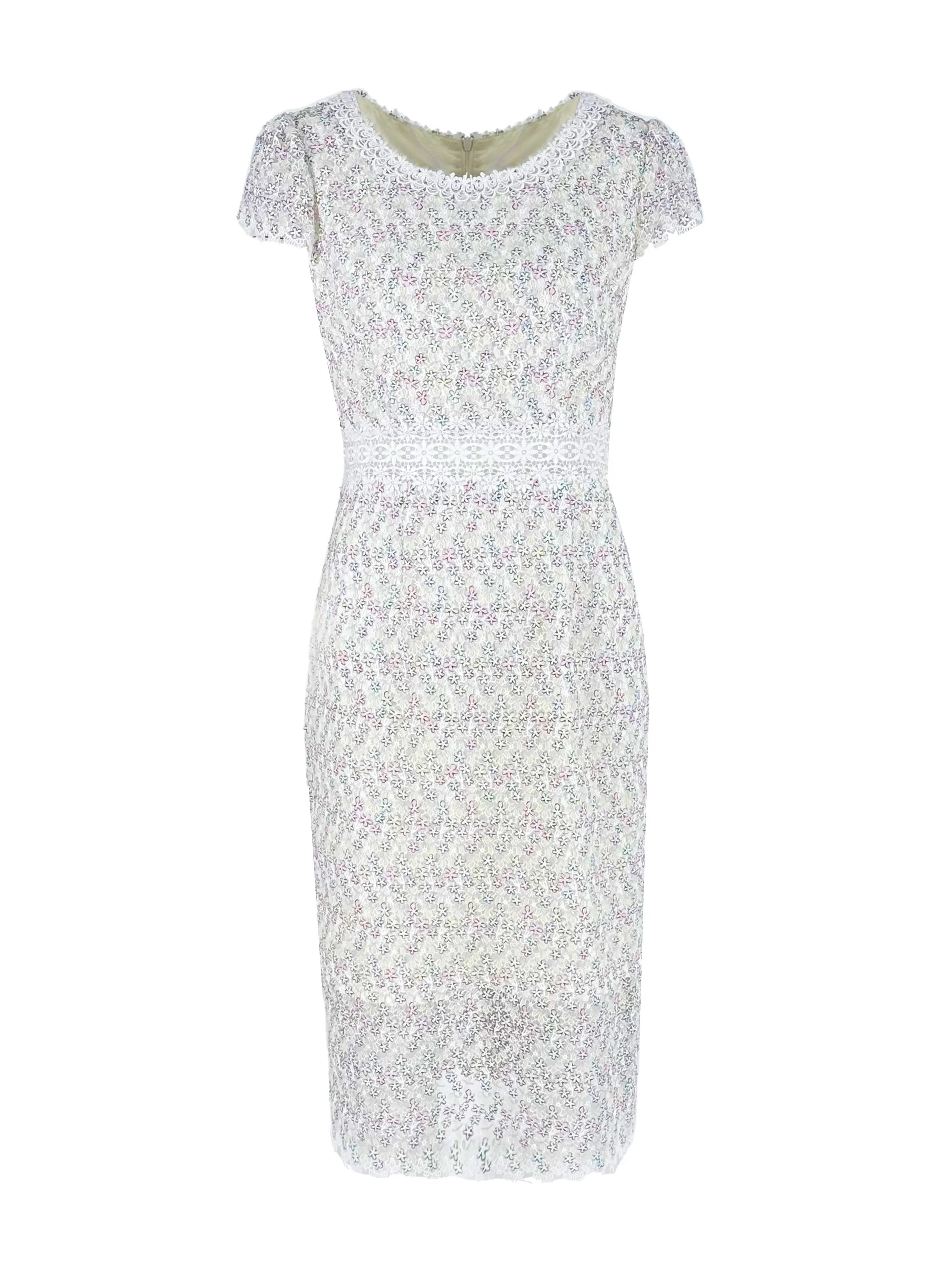 Elegant Ivory Lace Sheath Dress ULA